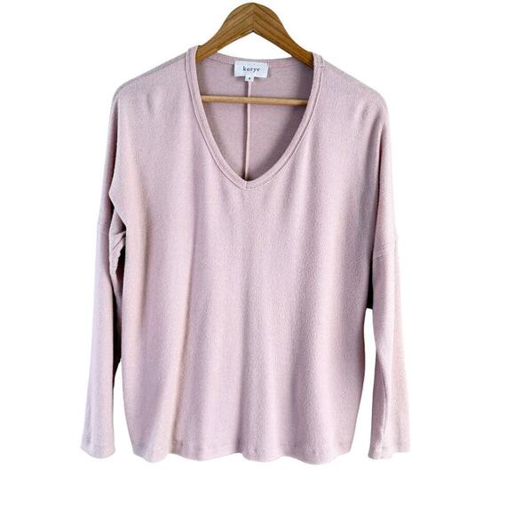 Korye Sweaters - Korye x Stitch Fix V Neck Long Sleeve Soft Sweater in Ballet Pink, Size Small
